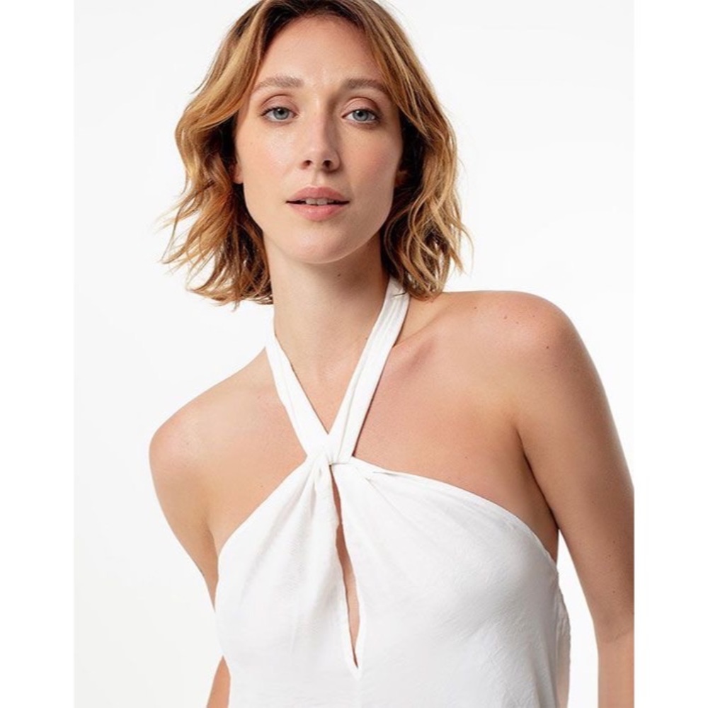 GEF France White Keyhole Halter Top